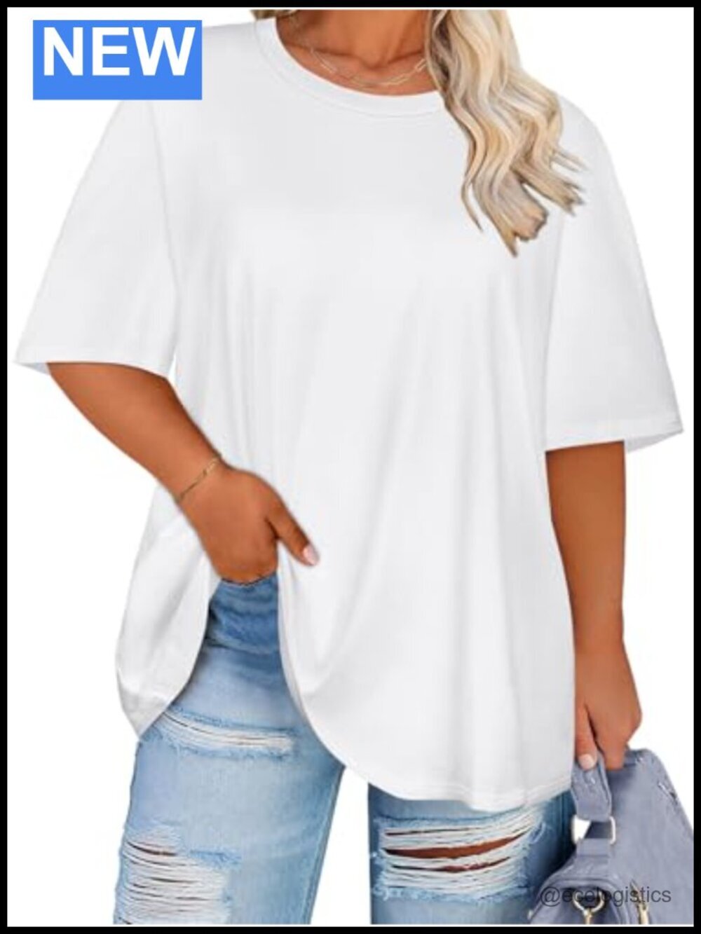 Plus Size Oversized Crewneck Short Sleeve T-Shirt Blouse